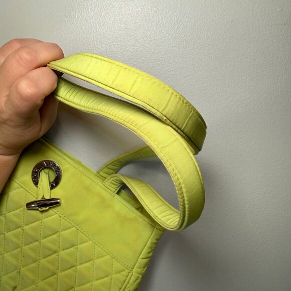 Vera Bradley Lime Green Quilted Microfiber Shoulder Bag Purse with Toggle - Picture 6 of 13